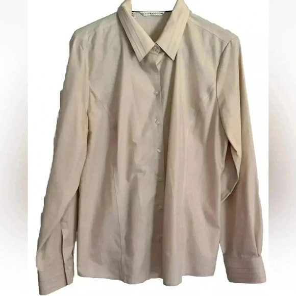 Cutter & Buck Long Sleeve Top Button Front Cream Size Large EUC - Picture 1 of 5